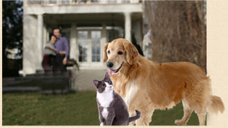 Family with dog and cat